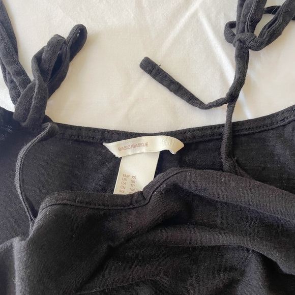 black shoulder tie linen dress - Picture 2 of 2